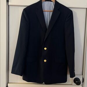 Brooks Brothers Navy Wool Blend Blazer Regent Fit with Gold Buttons